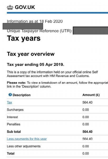tax year overview form